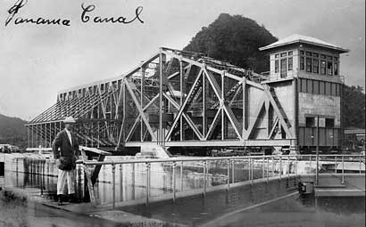 Eddie was the first tourist to have his photo taken with the Canal locks in the background